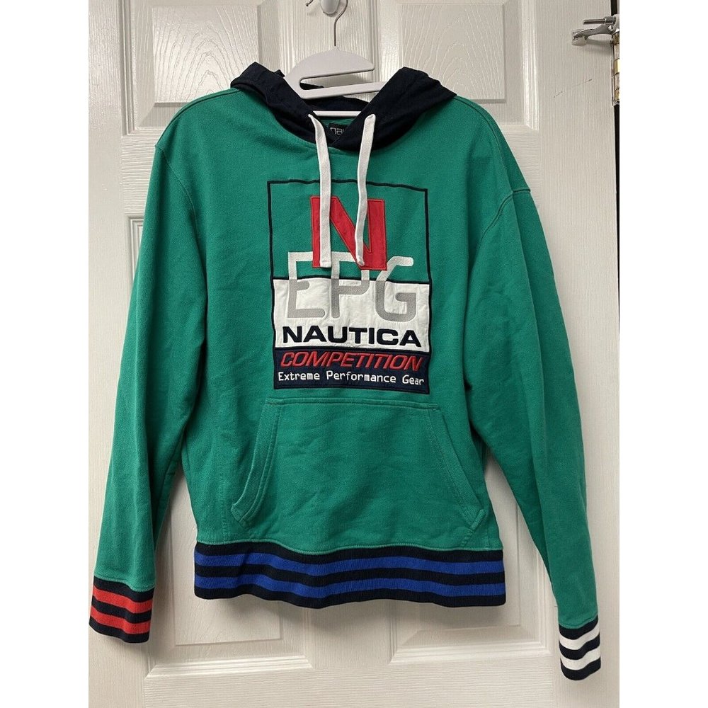 Nautica Competition Reissue Performance Hoodie Green Embroidered Mens XS